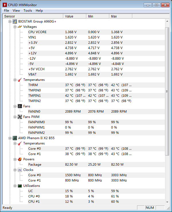 HWMonitor(CPU 相关) V1.28.0 32Bit 英文绿色版