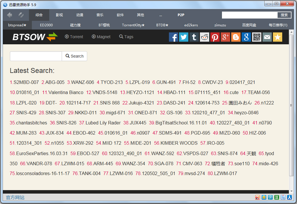 TSearch(迅雷种子搜索器) V5.9 绿色版